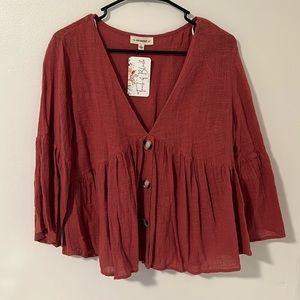 NWT 3/4 Sleeve Babydoll Top